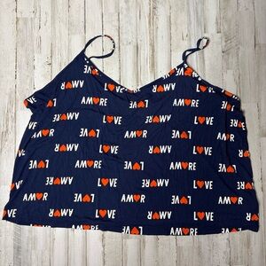 Old Navy Navy Blue Love Print Pajama Top 4x